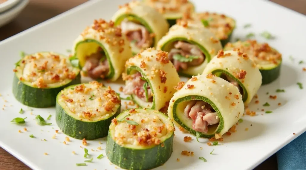 Involtini di zucchine grigliate ripieni di ricotta e noci